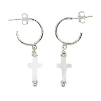Créole argent et croix en nacre BONACF0040A