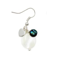 Boucles d'oreilles nacre blanche, bleue et argent BONACF0041A