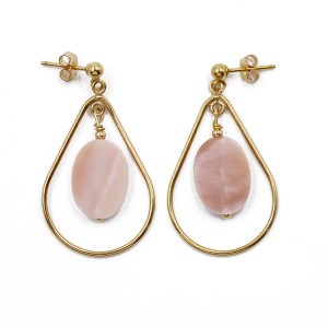 Boucles d'oreilles goute et nacre rose BONACF0049V