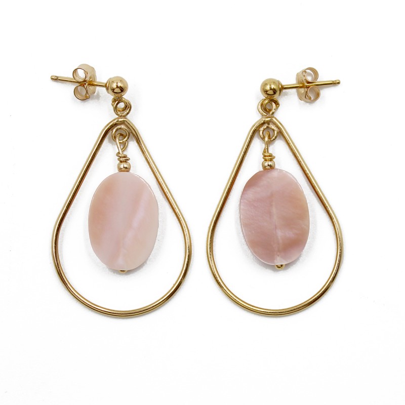 Boucles d'oreilles goute et nacre rose BONACF0049V Boucles d'oreilles goute et nacre rose BONACF0049V