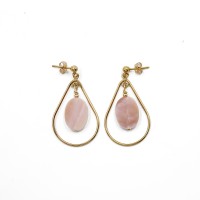 Boucles d'oreilles goute et nacre rose BONACF0049V