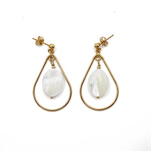 Boucles d'oreilles goute et nacre blanche BONACF0050V