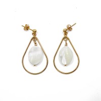 Boucles d'oreilles goute et nacre blanche BONACF0050V