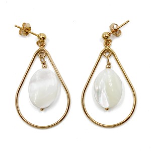 Boucles d'oreilles goute et nacre blanche BONACF0050V