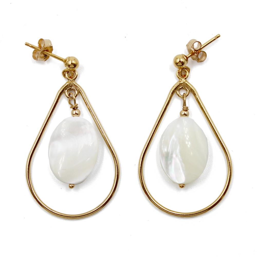 Boucles d'oreilles goute et nacre blanche BONACF0050V
