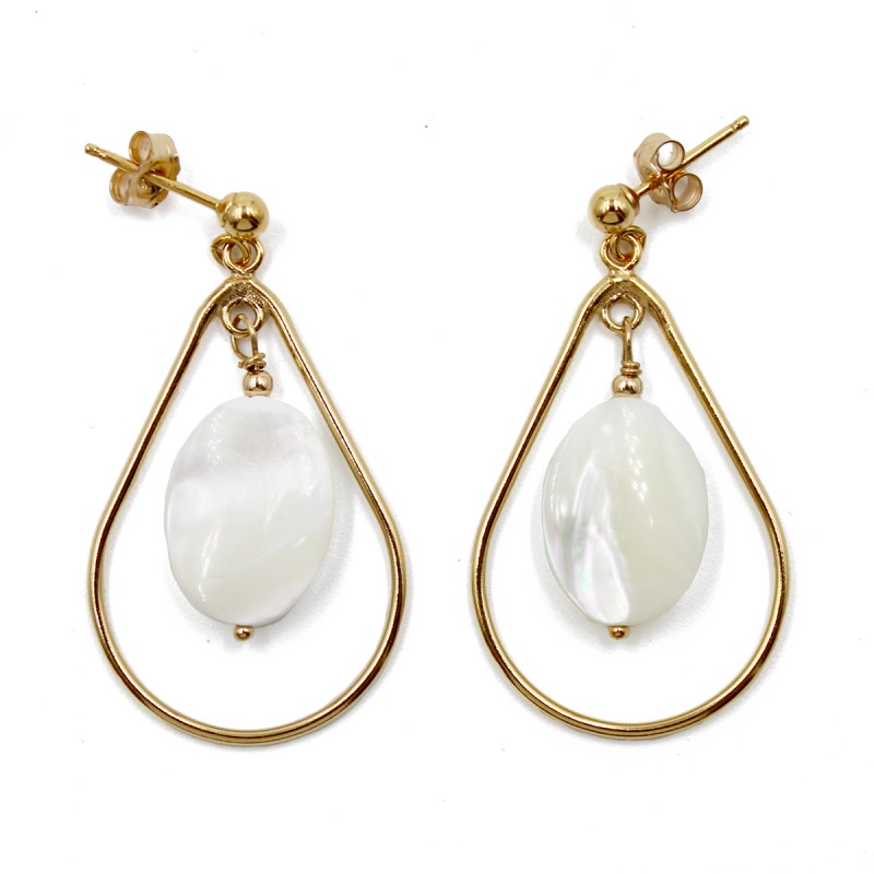 Boucles d'oreilles goute et nacre blanche BONACF0050V
