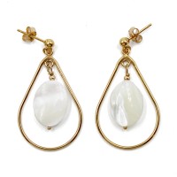 Boucles d'oreilles goute et nacre blanche BONACF0050V
