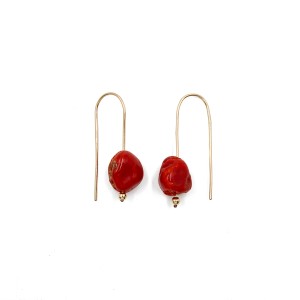 Boucles d'oreilles en caillou de corail véritable BOCORF0039V