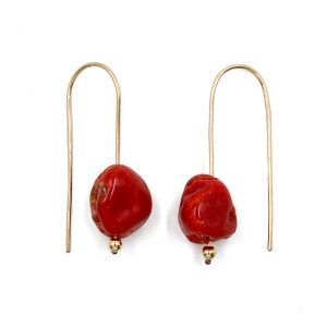 Boucles d'oreilles en caillou de corail véritable BOCORF0039V