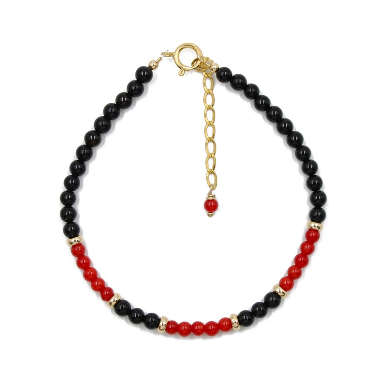 Bracelet onyx et corail BRCORF0088V Bracelet onyx et corail BRCORF0088V