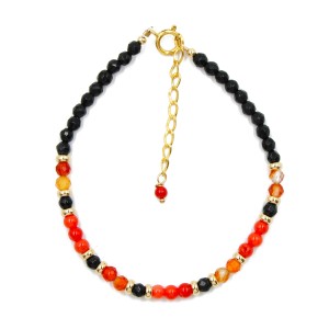 Bracelet onyx,cornaline et corail rouge corse BRCORF0089V