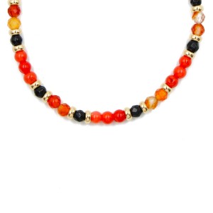 Bracelet onyx,cornaline et corail rouge corse BRCORF0089V
