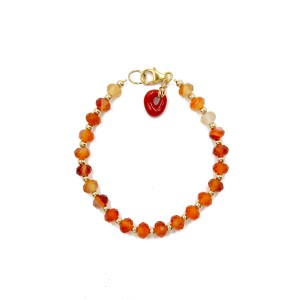 Bracelet en cornaline et noeud en corail véritable BRCORF0090V