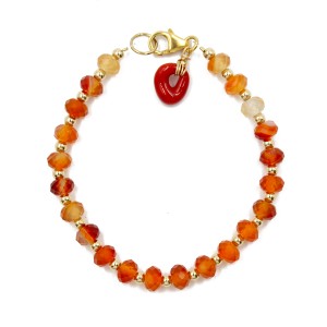 Bracelet en cornaline et noeud en corail véritable BRCORF0090V