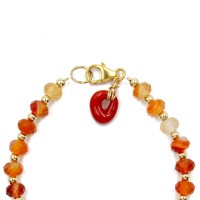 Bracelet en cornaline et noeud en corail véritable BRCORF0090V