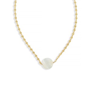 Collier chaine et sa pastille de nacre blanche CONACF0057V