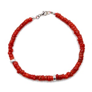 Bracelet rondelle brut et argent BRCORH0031A