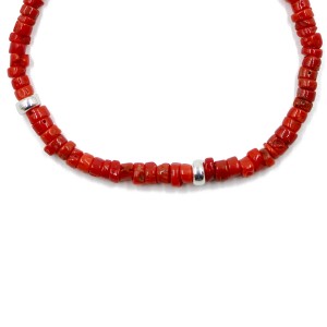 Bracelet rondelle brut et argent BRCORH0031A