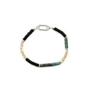 Bracelet Nacre, turquoise et onyx BRNACH0022A