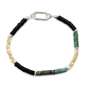 Bracelet Nacre, turquoise et onyx BRNACH0022A