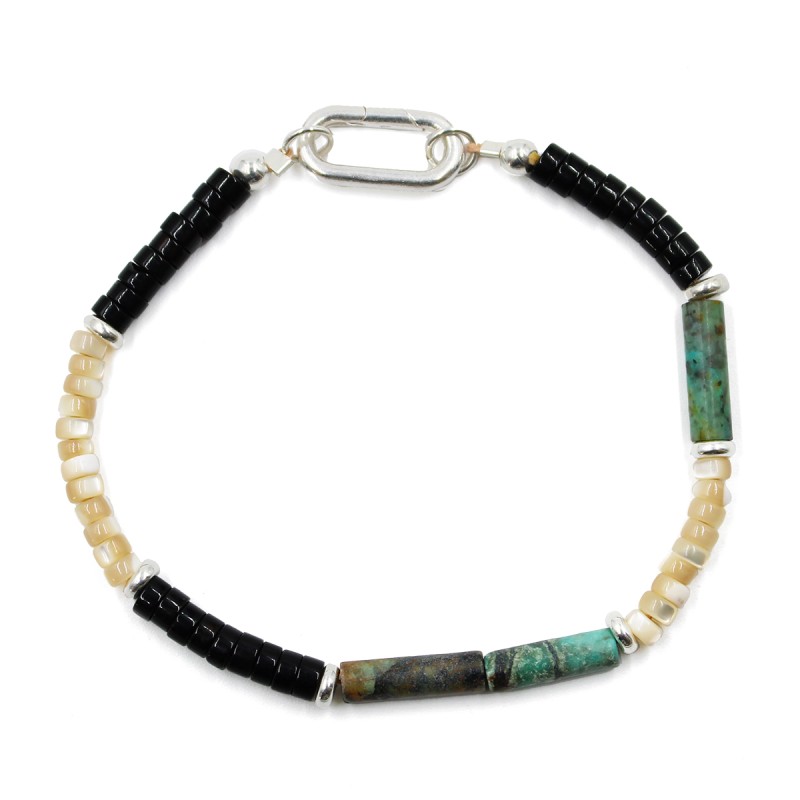 Bracelet Nacre, turquoise et onyx BRNACH0022A Bracelet Nacre, turquoise et onyx BRNACH0022A