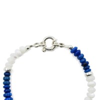 Bracelet en rondelles de nacre, argent et lapis lazuli BRNACH0023A
