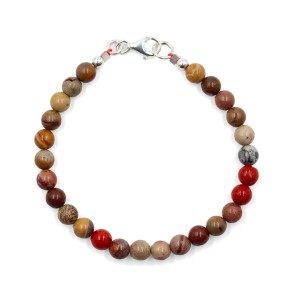 Bracelet en pierre et perle de corail rouge BRCORH0032A