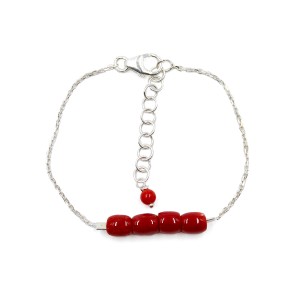 Bracelet chaine argent et tube en corail BRCORENF0020A