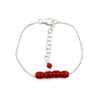 Bracelet chaine argent et tube en corail BRCORENF0020A