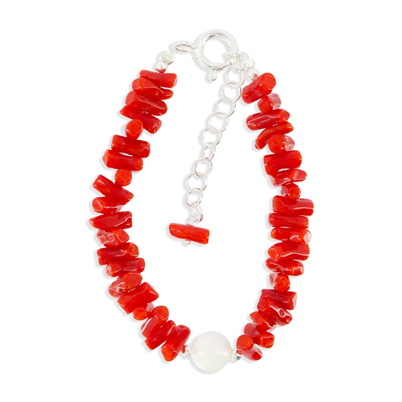 Bracelet corail et perle de nacre BRCORENF0022A