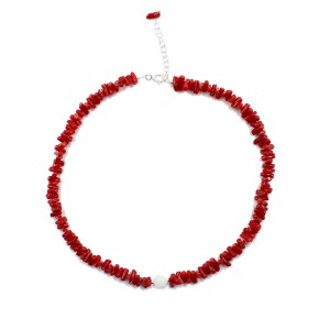 Collier corail et perle de nacre COCORENF0014A
