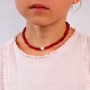 Collier corail et perle de nacre COCORENF0014A