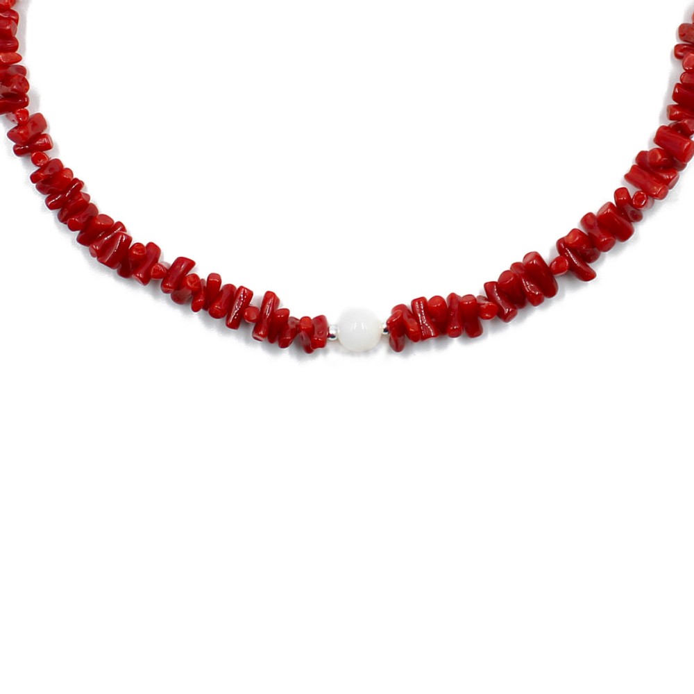 Collier corail et perle de nacre COCORENF0014A