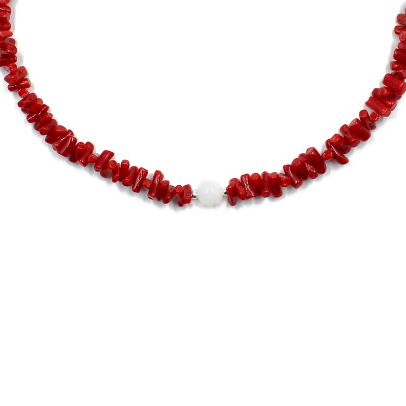 Collier corail et perle de nacre COCORENF0014A