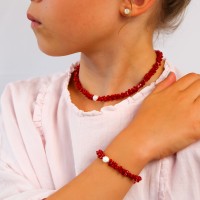 Bracelet corail et perle de nacre BRCORENF0022A
