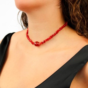 Collier corail brut et sa perle de cornaline COCORF0087V