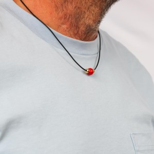 collier cordon et sa perle en corail rouge COCORH0015V