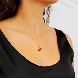 Pendentif cerise en corail rouge PDCORF0029O