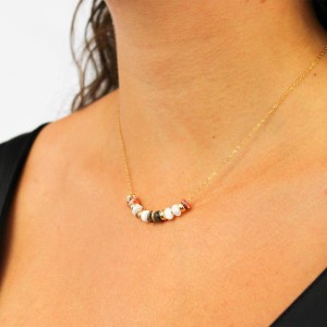 Collier fin et ses rondelles de nacre blanche et jaspe CONACF0073V