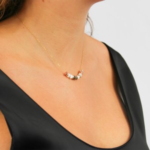 Collier fin et ses rondelles de nacre blanche et jaspe CONACF0073V