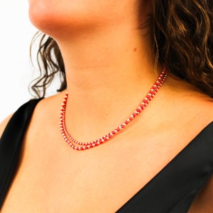 Collier en perle de corail et d'argent COCORF0089A