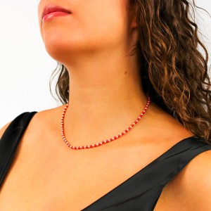 Collier en perle de corail et d'argent COCORF0089A