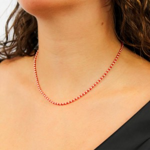 Collier en petite perle de corail et d'argent COCORF0090A