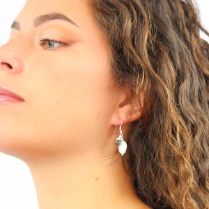 Boucles d'oreilles nacre blanche, bleue et argent BONACF0041A