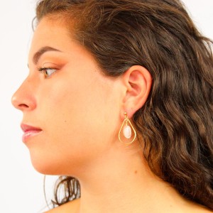 Boucles d'oreilles goute et nacre rose BONACF0049V