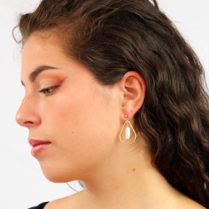 Boucles d'oreilles goute et nacre blanche BONACF0050V