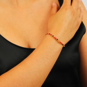 Bracelet onyx,cornaline et corail rouge corse BRCORF0089V