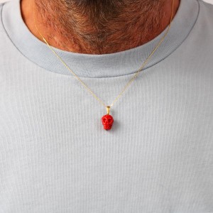 Crâne en corail rouge véritable PDCORF0030O