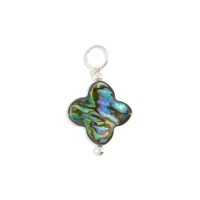 Pendentif trèfle nacre bleu PDNACF007A