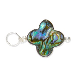 Pendentif trèfle nacre bleu PDNACF007A